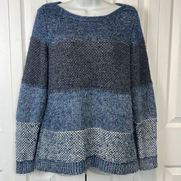 Tribal‎ Blue/White Cotton Blend Eyelash Sweater Size Small - Picture 1 of 11